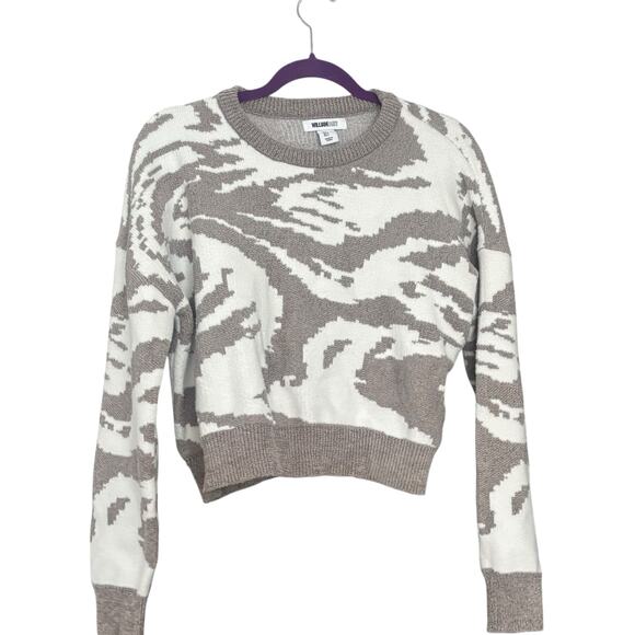 William Rast Chenille Cropped Sweater Coastal Artsy Abstract Intarsia Knit - Picture 9 of 9